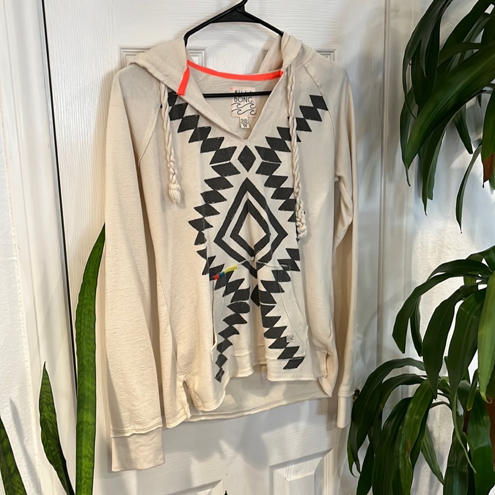 🖤 Billabong baja style distressed beach hoodie size small